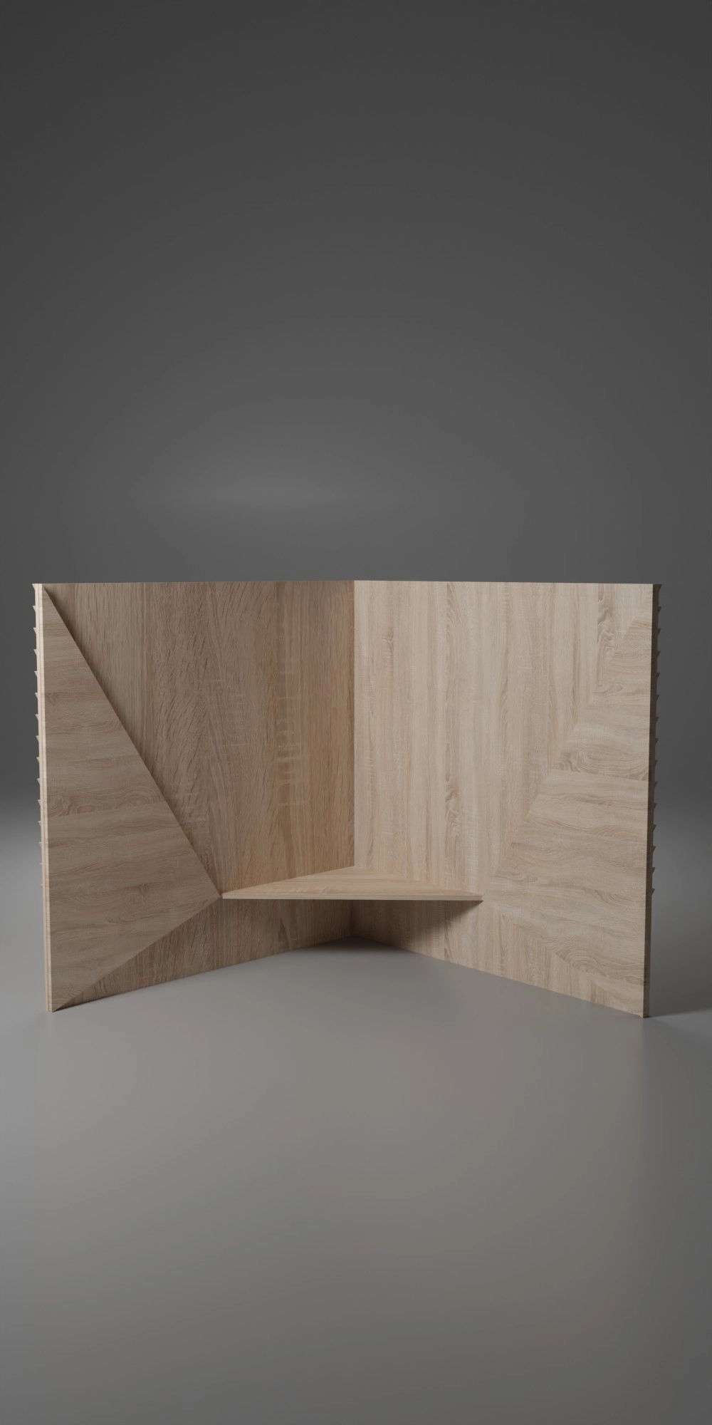 Interior Shed, meditation bench, light oak, grain pattern, silky varnish, 2x L 200 x H 200 cm, seat height 40 cm