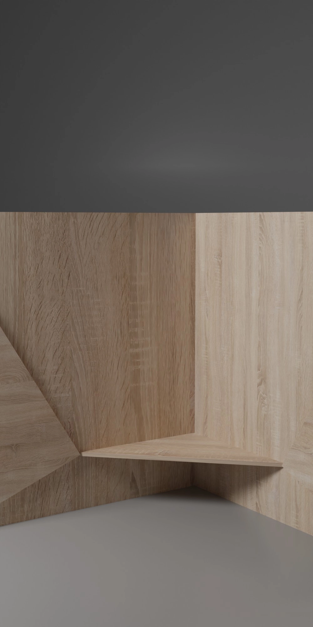 Interior Shed, meditation bench, light oak, grain pattern, silky varnish, 2x L 200 x H 200 cm, seat height 40 cm